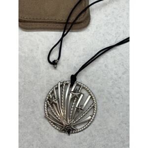 Daniel Yurman Silver Pendant Necklace 18" Black String with Case 2021 EUC